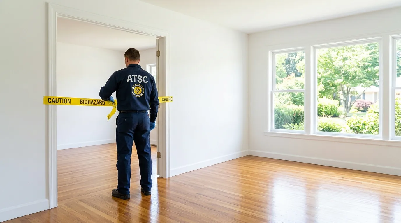 Certified biohazard cleanup crew performing Decomposition Cleanup in Exeter